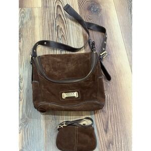 MAXX OF NEW YORK SIGNATURE MED/LG SUEDE SHOULDER BAG & Mini SUEDE & LEATHER